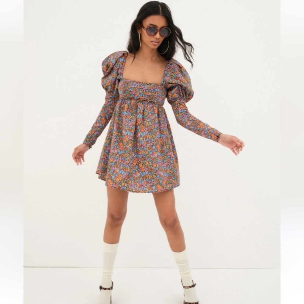 🍋 For Love & Lemons Brittany Mini Dress Floral Print Mini NWT - Picture 3 of 12
